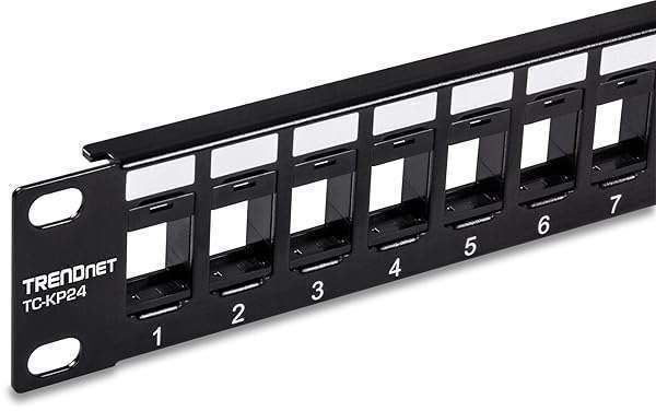 "Buy TRENDnet 24-Port Blank Keystone 1U Patch Panel - Compatible with Cat6 Jacks, 19" Rackmount, Black TC-KP24"