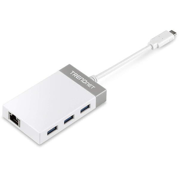 TRENDnet USB C to Ethernet Adapter TUC-ETGH3: Compact Hub with 3 USB 3.0 Ports & Gigabit Ethernet for Windows & Mac