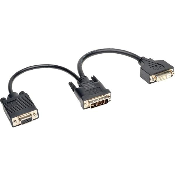 TRIPP LITE P564-06N-DV 6-Inch DVI Y Splitter Cable - DVI-I M to DVI-D F & HD15 F, Black