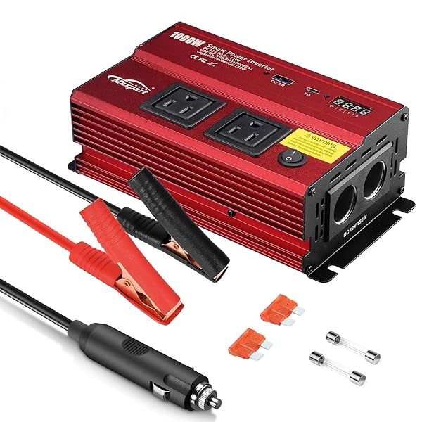 TWING 1000W Car Inverter 12V DC to 110V with Dual AC Outlets and USB Type-C for Vehicles