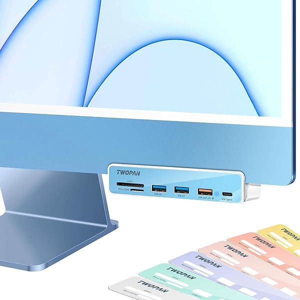 TWOPAN USB C Hub for iMac 2023/2021 - 6-in-1 Adapter with USB 3.0, SD/MicroSD Readers & 7 Color Options