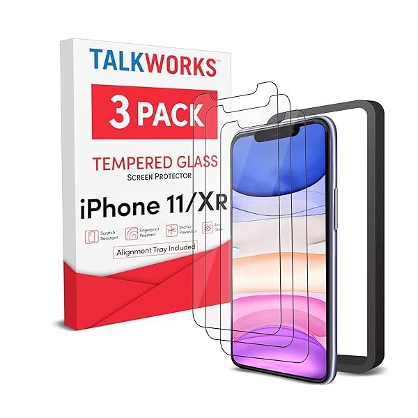 TalkWorks Tempered Glass Screen Protector for iPhone 11 XR Pack of 3 Anti-Glare Shatter Proof Ultra Thin with Installation Tray