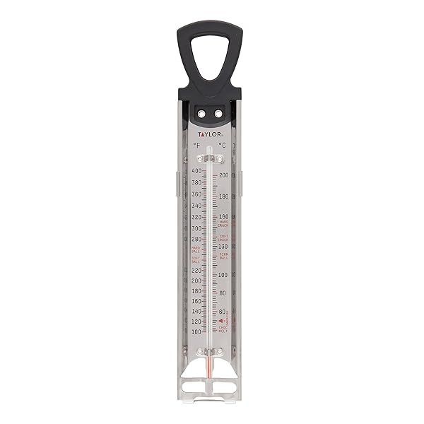 Taylor 12-Inch Stainless Steel Candy Deep Fry Thermometer with Clip - Perfect for Cooking, Maple Syrup & Brewing