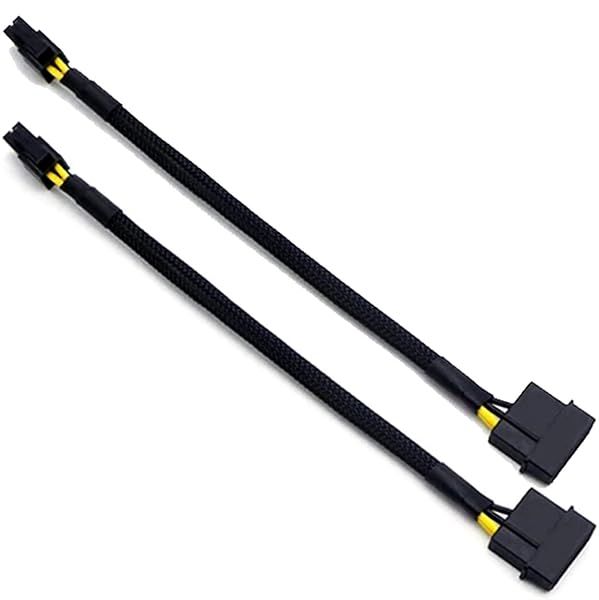 TeamProfitcom LP4 Molex Male to ATX 4 Pin Male Power Adapter Cable 12 Inches 2 Pack Sleeved Braided Quality Connection