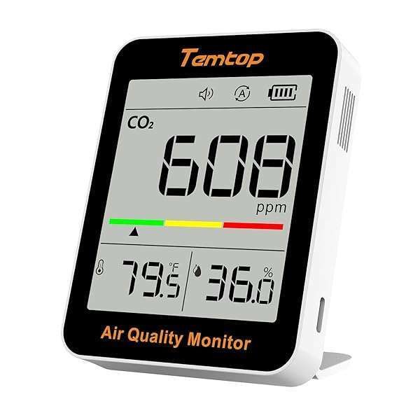 Temtop CO2 Monitor: Portable Indoor Air Quality Meter for Home, Office & School - Track CO2, Temperature & Humidity