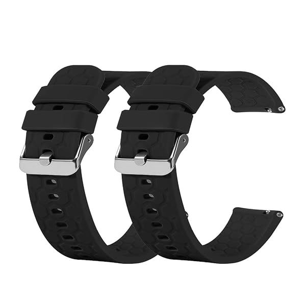 TenCloud Band for Umidigi Uwatch 3 Replacement Soft Silicone Sweat-Resistant Sport Wristband Twin Black Accessory