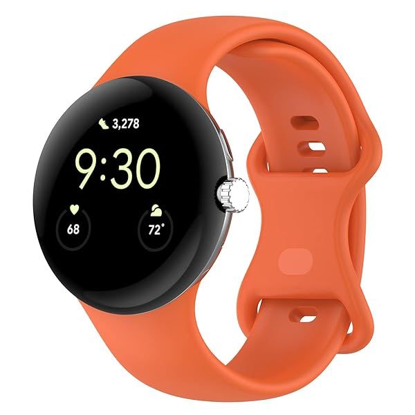 TenCloud Bands compatible with Google Pixel Watch 4 3 41mm Large Silicone Straps for Men 6.3-8.7 inch (Orange)