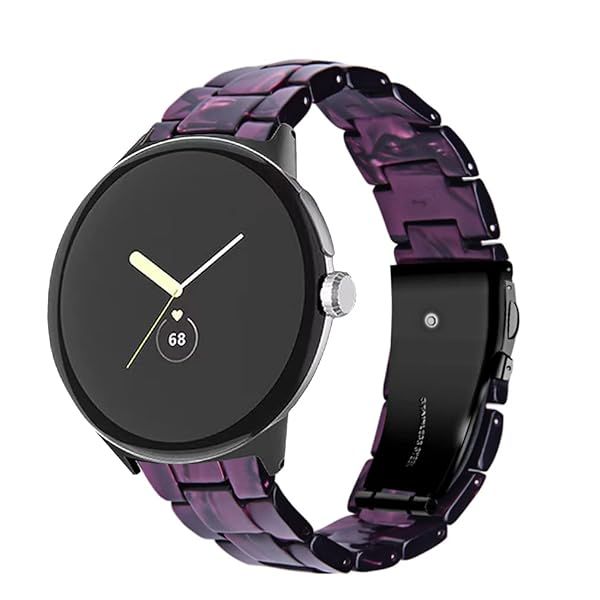 TenCloud Violet Resin Watch Band for Google Pixel Watch 3 & 2 - Lightweight Metal Clasp Strap for Men & Women
