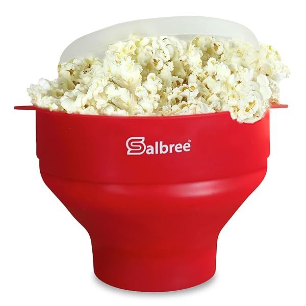Salbree Microwave Popcorn Popper - Silicone, Collapsible, No Oil, Multiple Colors - Perfect for Healthy Snacking!