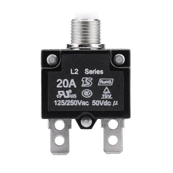 Thermal Overload Protector 20A for AC 125/250V - Advanced Push Button Circuit Breaker for Generators & Power Entry
