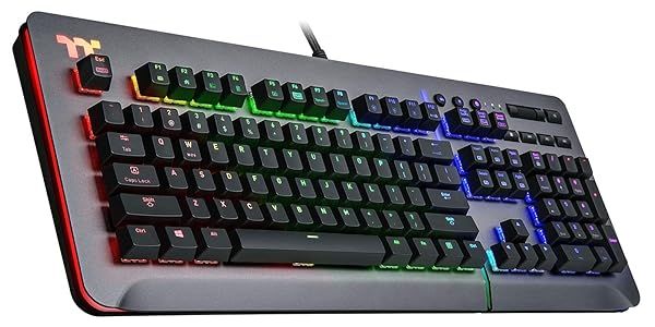 Thermaltake Level 20 RGB Titanium Gaming Keyboard: Cherry MX Silver, 16.8M Colors, Alexa & Razer Chroma Compatible