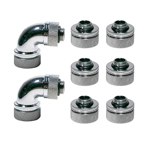 Thermaltake Pacific DIY 16mm OD PETG Compression Fitting Kit Chrome for Efficient Water Cooling Solutions