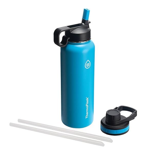 ThermoFlask 40 oz Insulated Water Bottle with Spout & Straw - Capri Color
