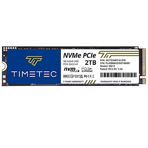 Timetec 2TB NVMe SSD M.2 2280 - High-Speed 3400MB/s Read & 3000MB/s Write for PC & Laptop Upgrade