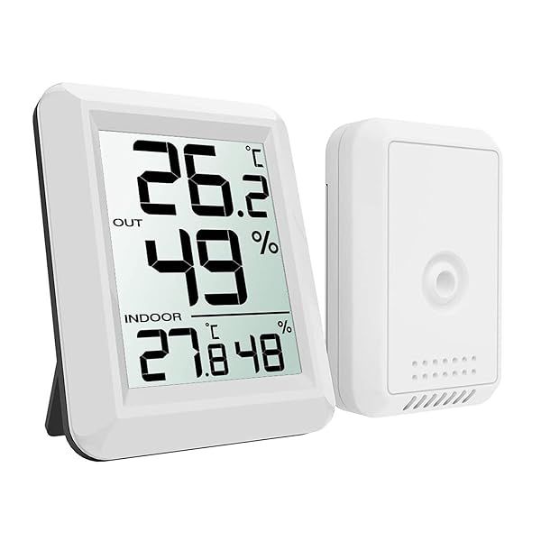 Digital Indoor Outdoor Thermometer Hygrometer Wireless Weather Station, Temperature Humidity Monitor with 328ft Range Remote Sensor, ? ? Switch for