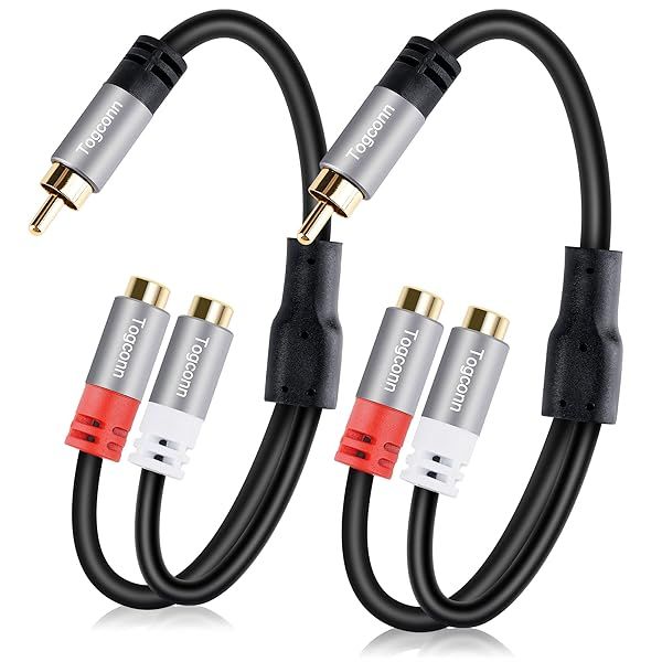 RCA Y-Adapter Splitter cable 2Pack,1 RCA Male to 2 RCA Female Stereo Audio Video Subwoofer Car Audio Cable Y Splitter Adapter Extension Cord for Home