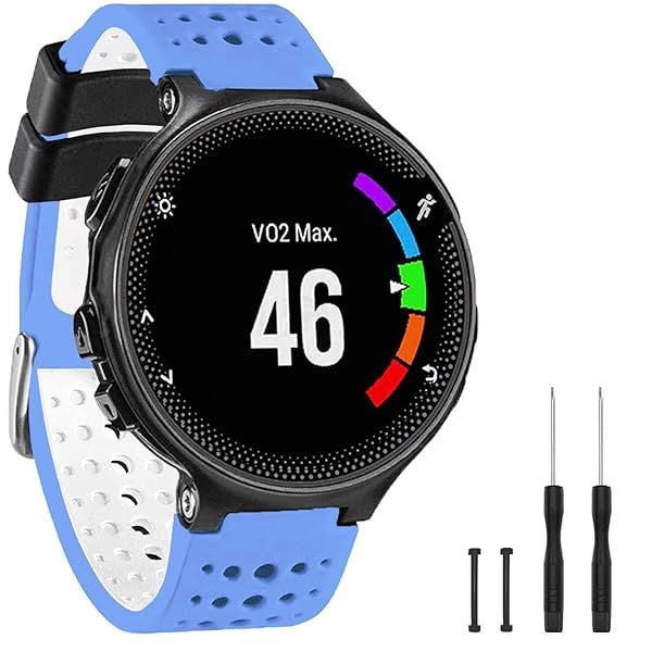 TopPerfekt Soft Silicone Replacement Watch Band for Garmin Forerunner 235 220 230 620 630 735XT 235 Lite Smart Watch for Men and Women