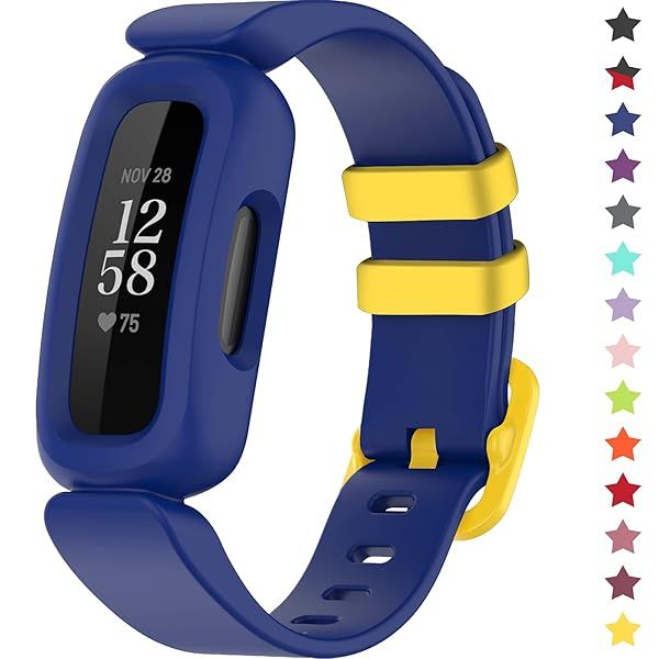 TopPerfekt Soft Silicone Bands for Fitbit Ace 3 Kids - Waterproof Sports Strap Replacement (Blue/Yellow)