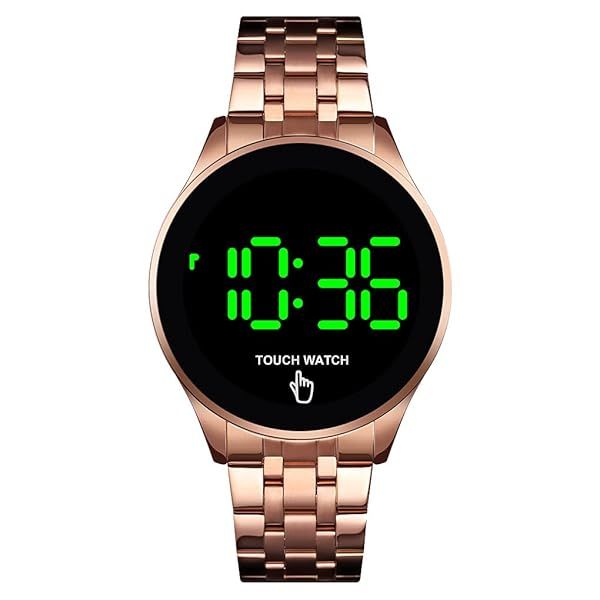 Stylish Waterproof Touch Screen LED Watch for Men & Women - Rose Gold Stainless Steel Sport Casual Timepiece