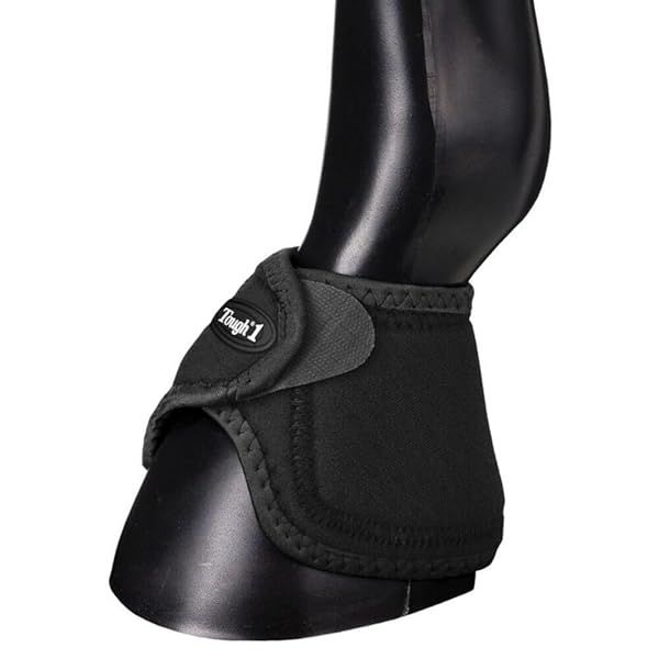 Tough 1 Performers First Choice No Turn Bell Boots Black Medium for Horse Protection