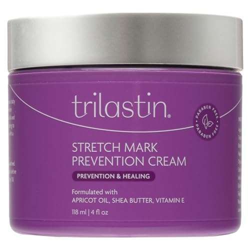 TriLASTIN Maternity Stretch Mark Cream: Paraben-Free & Safe for Pregnancy - 4 Oz Hypoallergenic Formula for Expecting Moms