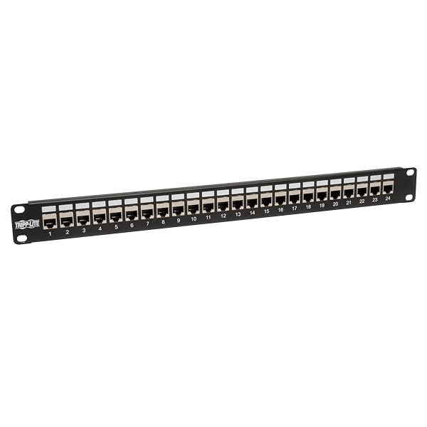 Tripp Lite 24-Port Cat6/Cat5 Patch Panel STP Shielded RJ45 Ethernet 1U Rackmount - TAA Compliant, Black