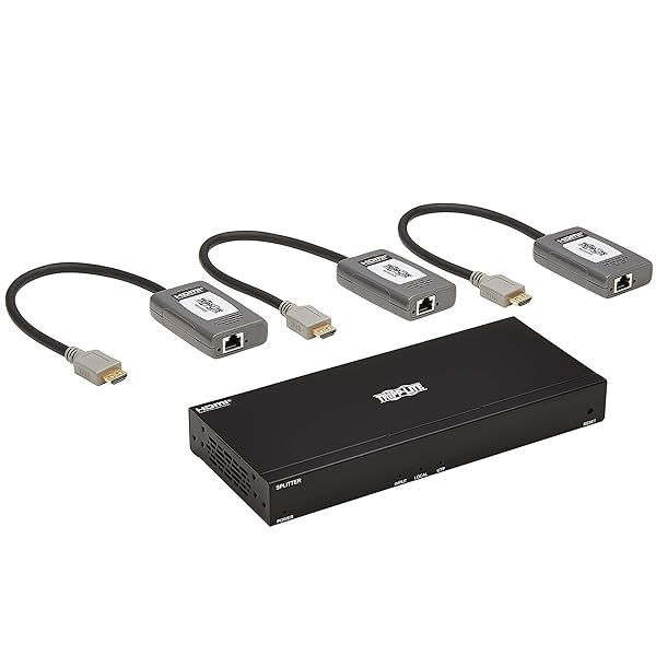Tripp Lite 4-Port HDMI Over Ethernet Extender Kit - 4K 60Hz, 230ft Range, TAA Compliant (B127A-004-BHPH3)