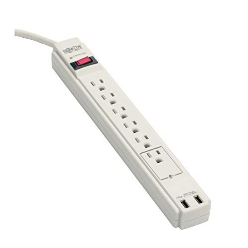 Tripp Lite 6 Outlet Surge Protector with 6ft Cord & Dual USB - 990 Joules, LED Indicator & Insurance (TLP606USB)