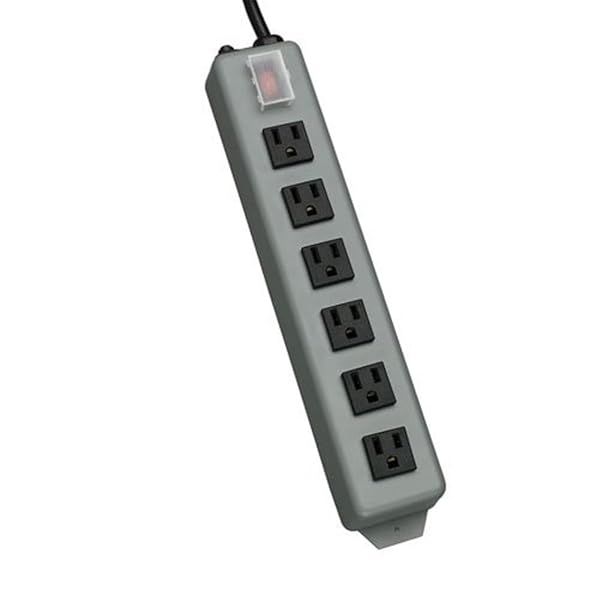 Tripp Lite 6 Outlet Industrial Power Strip with 15ft Cord & 5-15P Plug - UL24CB-15 in Blue Gray