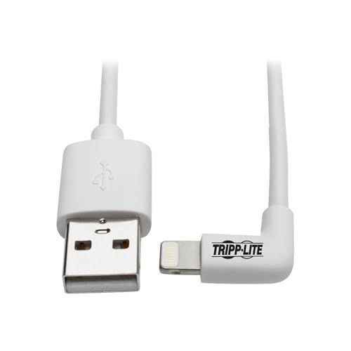 Tripp Lite 6' Right-Angle Lightning to USB Cable for iPhone/iPad - MFI Certified, Fast Sync & Charge, White