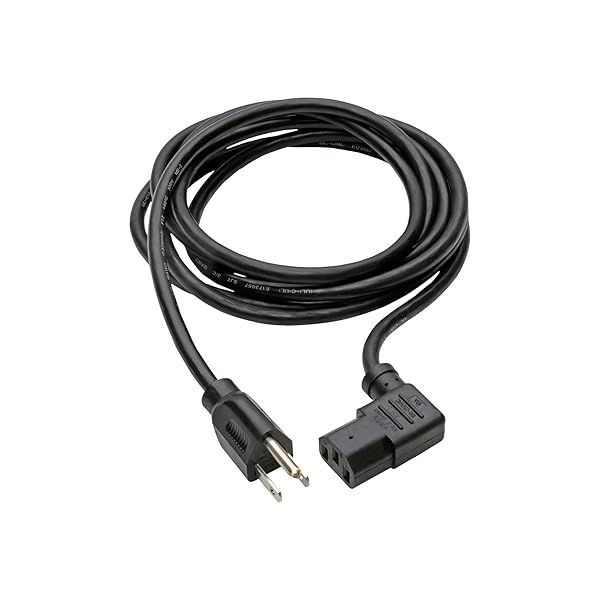 Tripp Lite 14-ft Standard Power Cord 10A 18AWG NEMA 5-15P to Right Angle IEC-320-C13 - Reliable Computer Connection