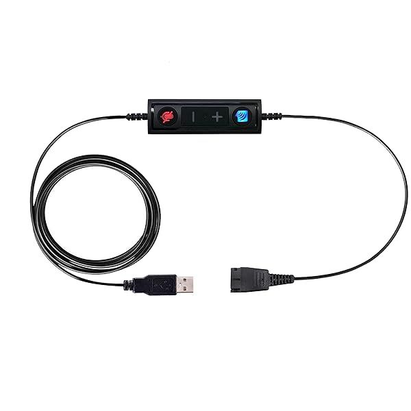 TruVoice USB Adapter for Jabra QD Headsets with Volume Control and Mute Functionality for PC Laptop and Softphones