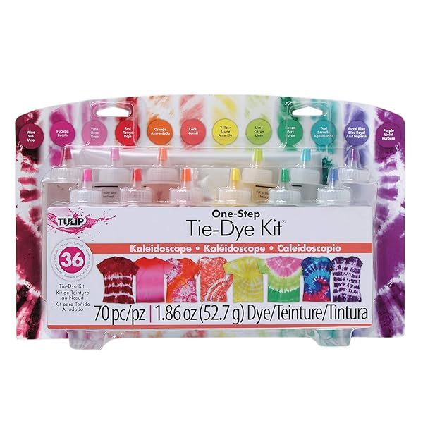 Create Stunning Designs with Tulip One-Step Tie-Dye Kit Kaleidoscope - 12 Vibrant Colors for Endless Creativity!