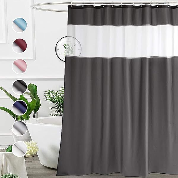 UFRIDAY 72x72 Inches Dark Grey and White Shower Curtain Stylish Bathroom Liner