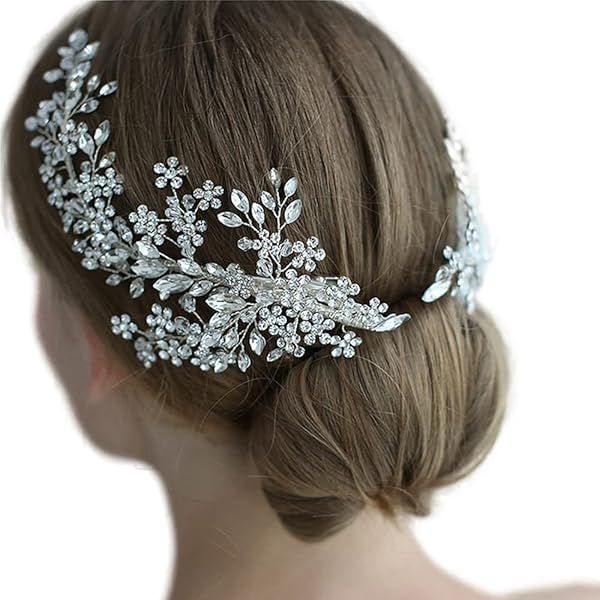 ULAPAN 2 Pack Rhinestone Bride Wedding Headband & Hair Clips - Elegant Accessories for Brides & Bridesmaids
