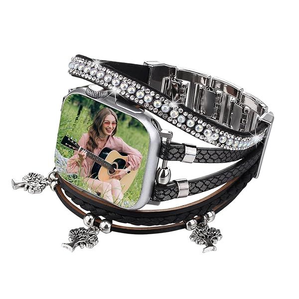 URPANDA Leather Watch Band Compatible with Apple Watch Band Boho 40mm 38mm 41mm Tree of Life Bracelet Band Wrap Apple Watch Strap for iWatch Band