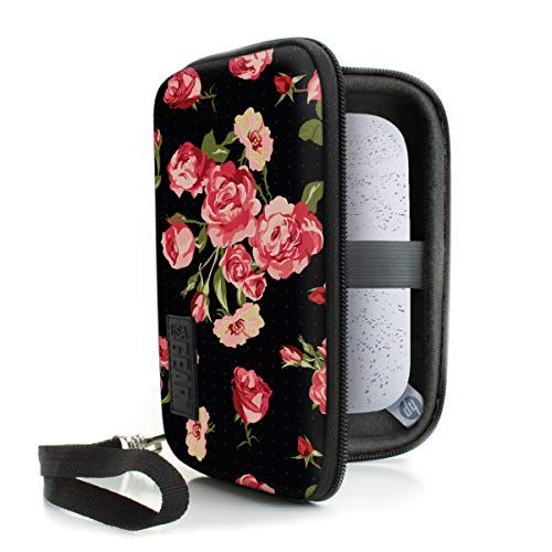 USA GEAR Floral Hard Shell Printer Case for HP Sprocket, Instax Mini Link & Kodak - Scratch-Resistant & Portable