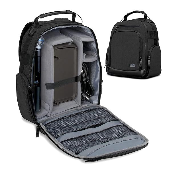 USA Gear Audio Equipment Backpack: Microphone Case for Shure, Sennheiser, Rode & More - Perfect for Wireless & Recording Microphones
