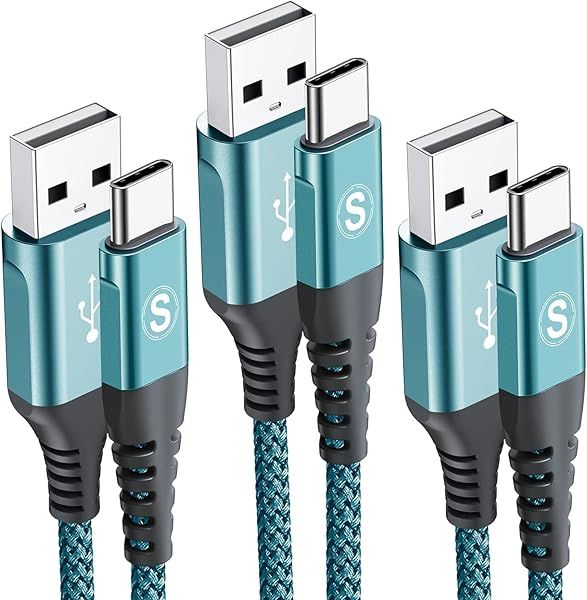 Sweguard USB Type C Cable 3-Pack 3.3ft 6.6ft 10ft Green Fast Charging Data Transfer