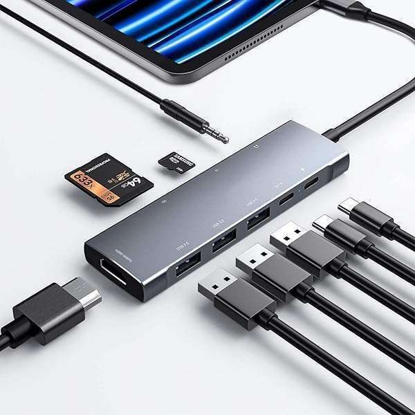 USB C Hub for iPad Pro & Air: 9-in-1 Adapter with 4K HDMI, SD/TF Reader, USB 3.0 & More