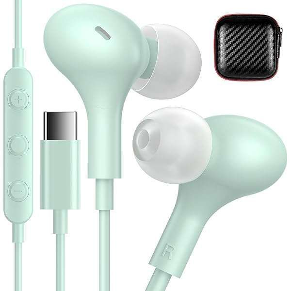 USB-C Headphones for iPhone 16 Pro Max & Android - Magnetic Earbuds with Microphone for Pixel & Galaxy