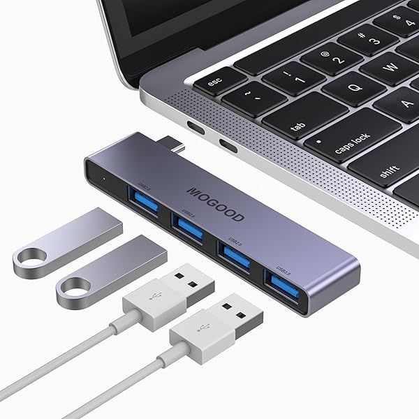 USB C Hub 4 Ports - MOGOOD Multiport Adapter for MacBook Pro/Air & Surface Pro - USB 3.0 Splitter Docking Station