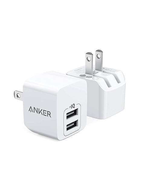 Anker 2-Pack Dual Port 12W USB Charger Adapter for iPhone 15, Galaxy S22 & More - Foldable Plug Charging Block