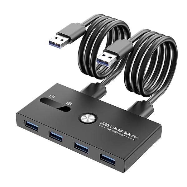 USB 3.0 Switcher: Share 4 USB Devices Between 2 PCs - Compatible with Windows, Mac & Linux