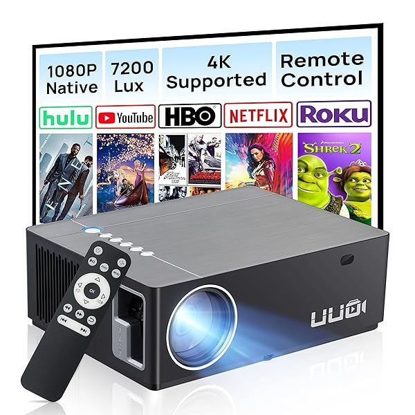"UUO 4K Projector: Native 1080P Outdoor Movie Projector with 300" Projection, Digital Keystone & Multi-Device Compatibility"
