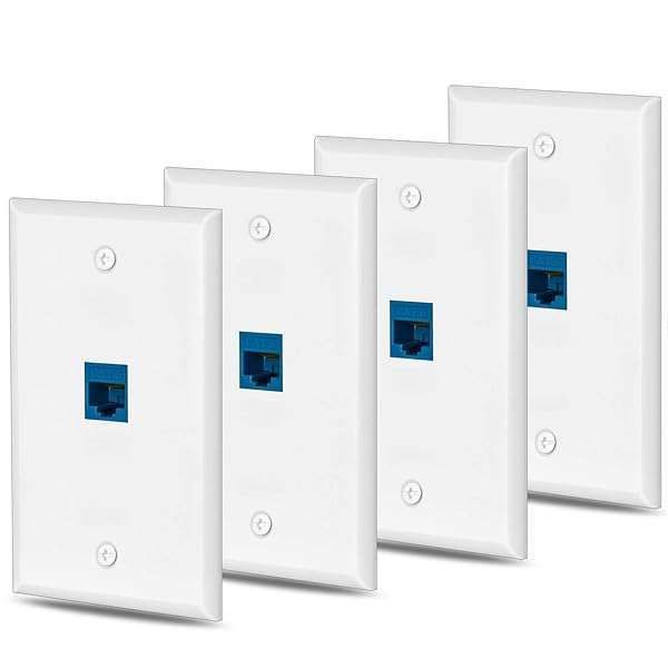 Ubrand Cat6 Ethernet Wall Plate Outlet - 4 Pack RJ45 Keystone Coupler Jack - Blue, High-Speed Network Solution