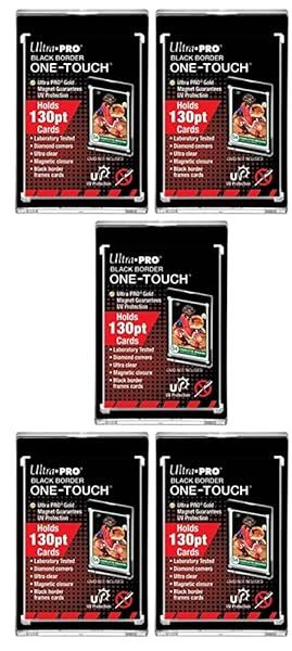Ultra Pro Black Border One Touch Card Holder 130pt Pack of 5 for Collectors and Sports Cards