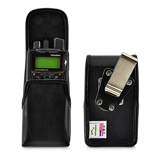 Unication G1 Voice Pager Carry Case Black Leather Pouch with Heavy Duty Rotating Belt Clip for Durable Protection
