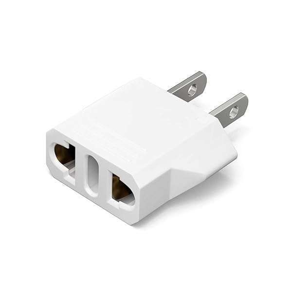 Unidapt EU to US Travel Plug Adapter - Compact European to American Outlet Converter, 1-Pack, White
