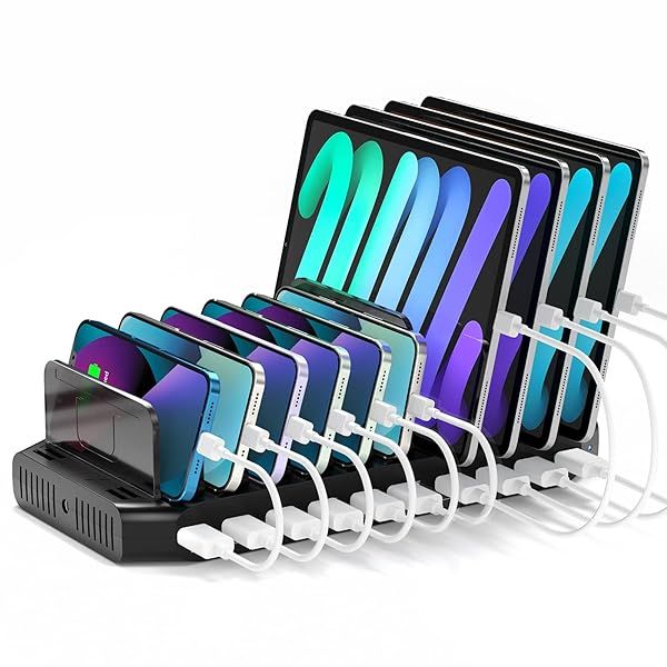 Unitek iPad Charging Station 10 Port USB Charger Dock Quick Charge 3.0 96W 19.2A Supports 8 iPads Simultaneously Upgraded Model